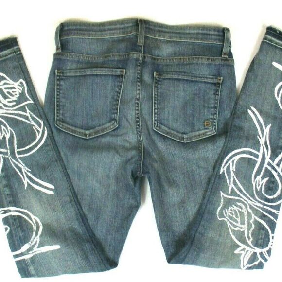 Fidelity Denim Jeans Sola Rebel Floral Mid Rise Ankle Dry Clean Women’s Size 27 - Picture 1 of 11